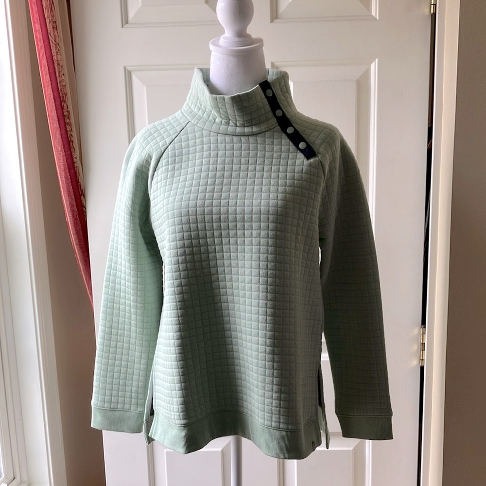 Talbots Quilted Pullover Sweatshirt Long Sleeve Light Green Size SP NWT